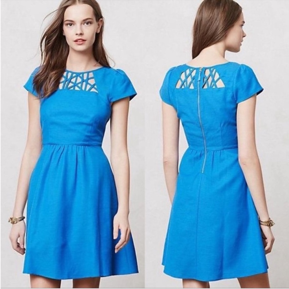 Anthropologie Maeve Aria Cobalt Blueβ Fit & Flare Dress Size 2